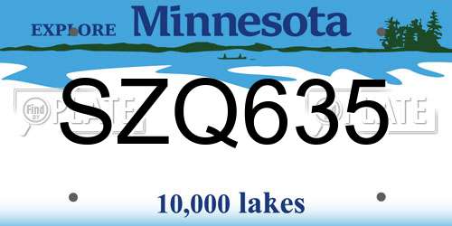 SZQ635 Minnesota License Plate
