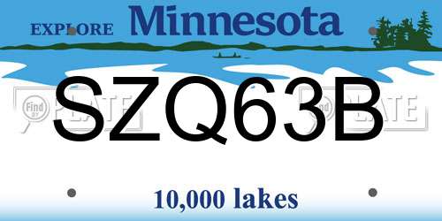 SZQ63B Minnesota License Plate