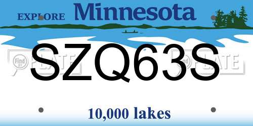 SZQ63S Minnesota License Plate