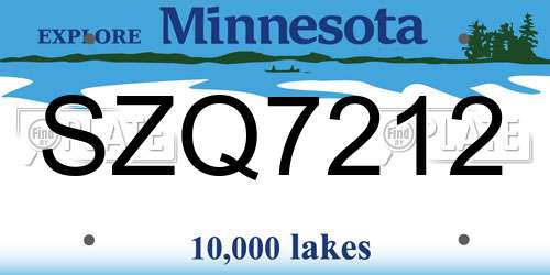 SZQ7212 Minnesota License Plate