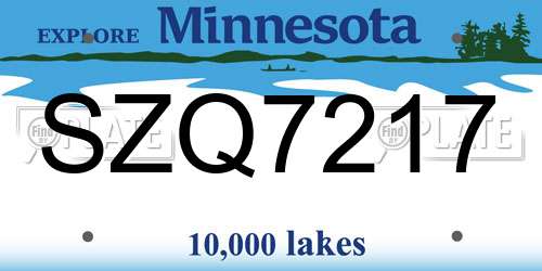 SZQ7217 Minnesota License Plate