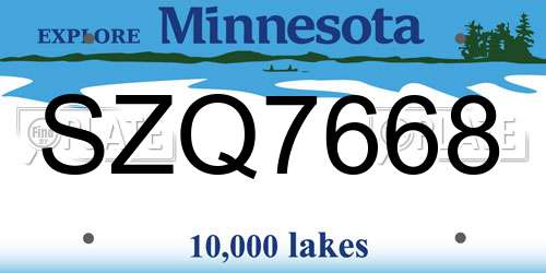 SZQ7668 Minnesota License Plate