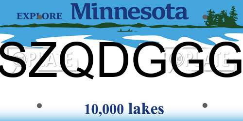 SZQDGGG Minnesota License Plate
