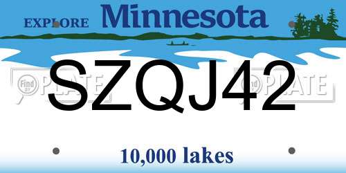 SZQJ42 Minnesota License Plate