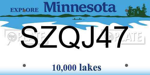 SZQJ47 Minnesota License Plate