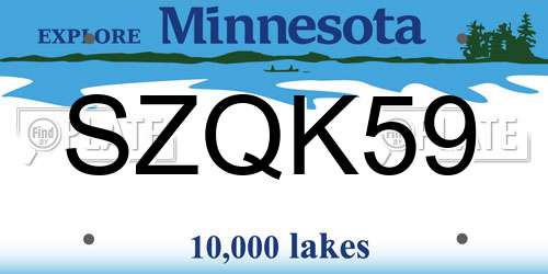 SZQK59 Minnesota License Plate