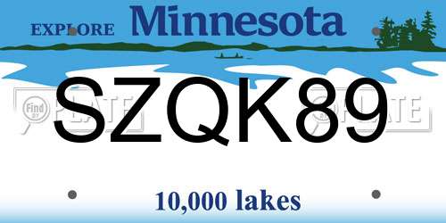 SZQK89 Minnesota License Plate