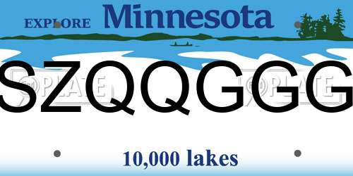 SZQQGGG Minnesota License Plate