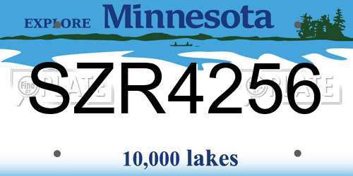 SZR4256 Minnesota License Plate