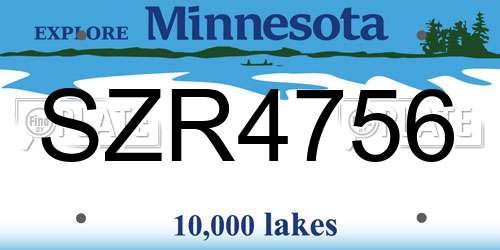 SZR4756 Minnesota License Plate