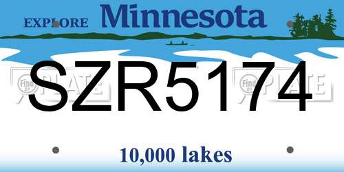SZR5174 Minnesota License Plate