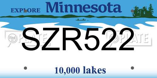 SZR522 Minnesota License Plate