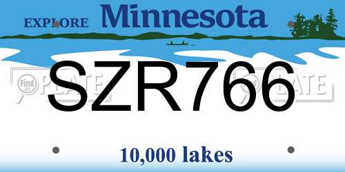 SZR766 Minnesota License Plate