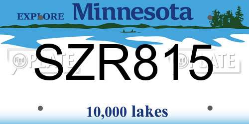 SZR815 Minnesota License Plate