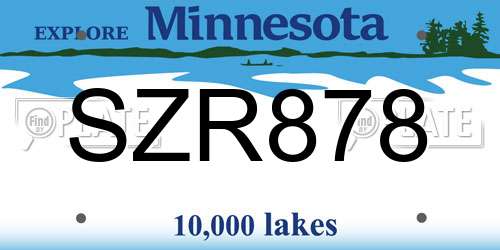 SZR878 Minnesota License Plate