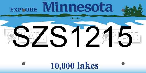 SZS1215 Minnesota License Plate