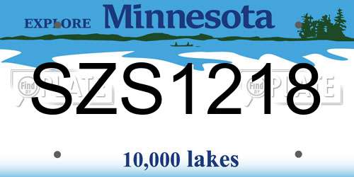 SZS1218 Minnesota License Plate