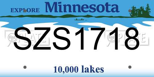 SZS1718 Minnesota License Plate