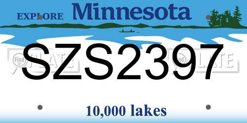 SZS2397 Minnesota License Plate