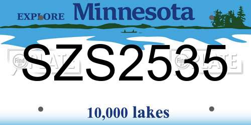 SZS2535 Minnesota License Plate