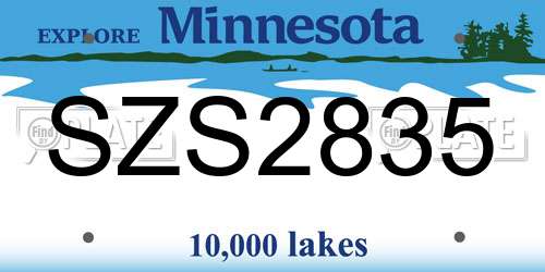 SZS2835 Minnesota License Plate