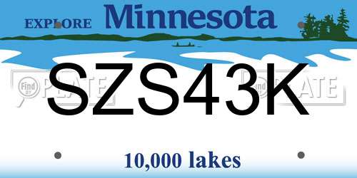 SZS43K Minnesota License Plate