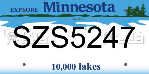 SZS5247 Minnesota License Plate