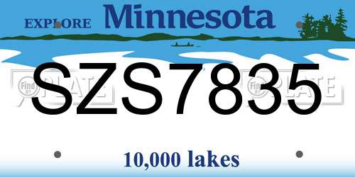 SZS7835 Minnesota License Plate