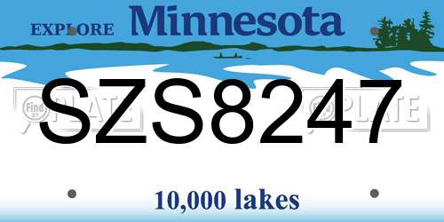 SZS8247 Minnesota License Plate