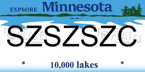 SZSZSZC Minnesota License Plate