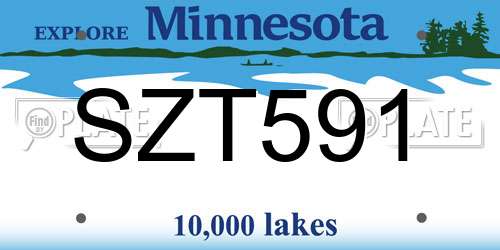 SZT591 Minnesota License Plate