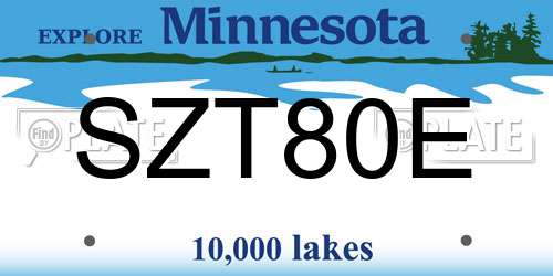 SZT80E Minnesota License Plate