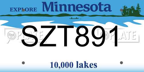 SZT891 Minnesota License Plate
