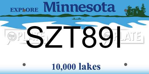 SZT89I Minnesota License Plate