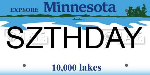 SZTHDAY Minnesota License Plate