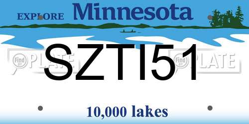 SZTI51 Minnesota License Plate