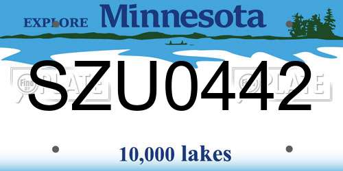 SZU0442 Minnesota License Plate