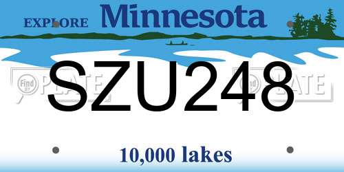 SZU248 Minnesota License Plate