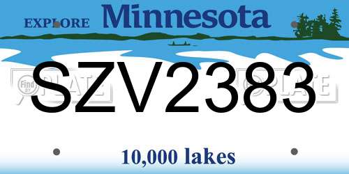 SZV2383 Minnesota License Plate