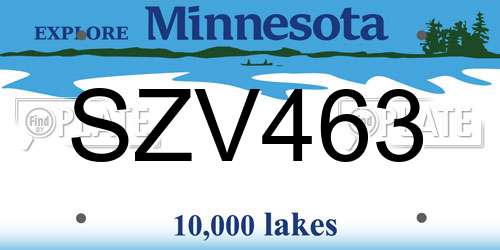 SZV463 Minnesota License Plate