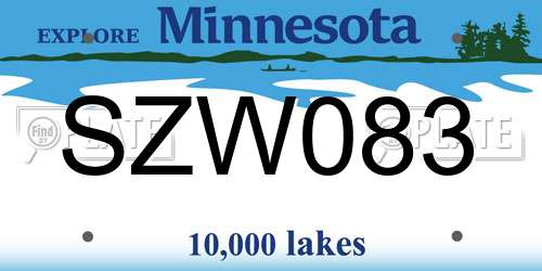 SZW083 Minnesota License Plate