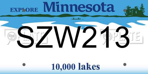 SZW213 Minnesota License Plate