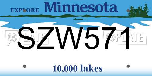 SZW571 Minnesota License Plate