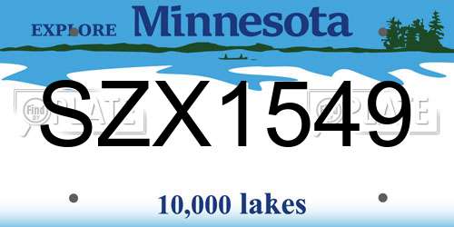 SZX1549 Minnesota License Plate