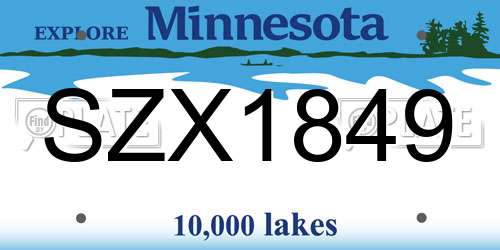 SZX1849 Minnesota License Plate
