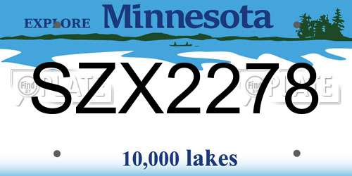 SZX2278 Minnesota License Plate