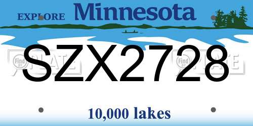 SZX2728 Minnesota License Plate