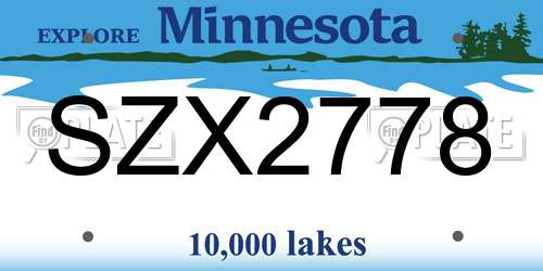 SZX2778 Minnesota License Plate