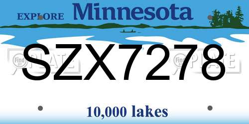 SZX7278 Minnesota License Plate