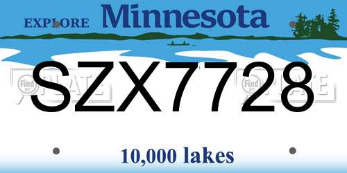SZX7728 Minnesota License Plate